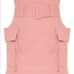 Dusty Rose Belted Pocket Detail Cargo Mini Skirt